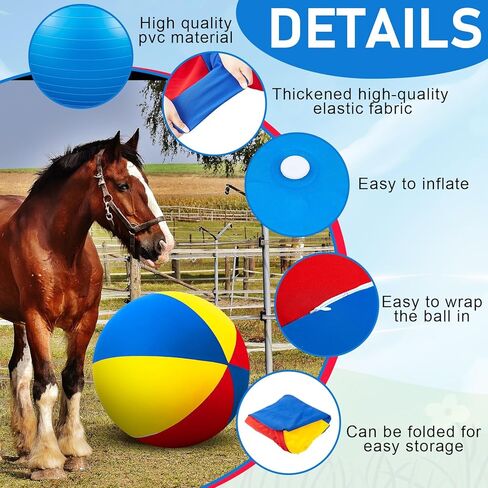 Giant Herding Ball with Ball Cover Horse Toys for Horses Stall Entertainment Play, Pump Included (Yellow,40 Inches) in Kuwait