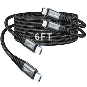Dasku USB C to USB C Cable, 5 Pack [3/6/6/10/10FT] USB C Charger Cable 60W Fast Type C Charging Cord for iPhone 15 Pro Max Plus Samsung S23 Note 20 iPad Pro Air Mini MacBook LG and More in Kuwait