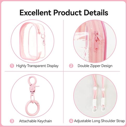 PVC Protective Case for Lububu 17cm Plush Doll, Blind Box Doll Display Case for Lafufu, Clear Hanging Storage Bag Keychain, Doll Clear Bag Carrying Bag for Figures (Pink) in Saudi Arabia