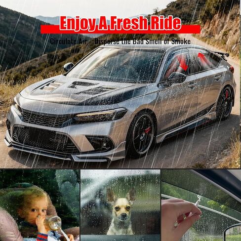 شريط IKON MOTORSPORTS على أقنعة النوافذ متوافق مع 2022-2026 Honda Civic Hatchback، واقي المطر الأسود من الأكريليك على طراز Mugen، عاكسات الرياح الجانبية للنافذة 4 قطع in Saudi Arabia
