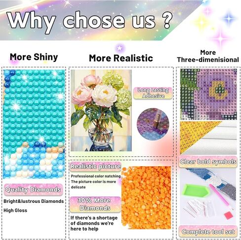 Xixter 5D Diamond Painting Kit for Adults, Dimond Art Paintings with Round Diamonds, Beginner DIY Craft for Home Wall Decoration (12x16 Inch) (Flower) in Saudi Arabia