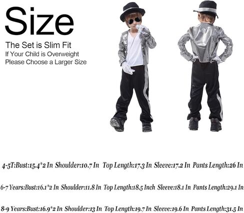 ACTLATI Kids Dance Star Costume Boys 80s 90s Pop Stage Halloween Cosplay Set for Hip Hop Disco Role Play Kits 4-9 Years in Saudi Arabia
