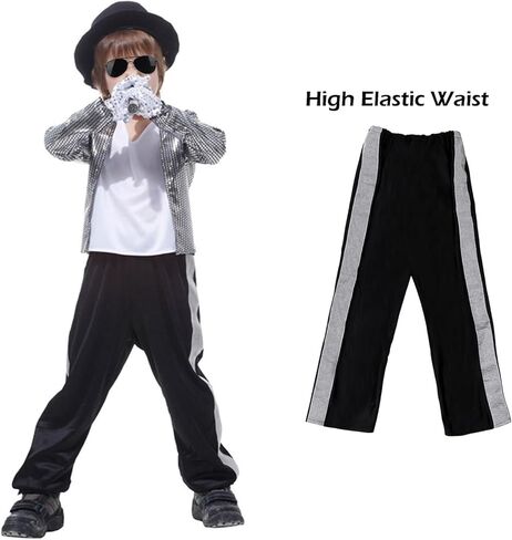 ACTLATI Kids Dance Star Costume Boys 80s 90s Pop Stage Halloween Cosplay Set for Hip Hop Disco Role Play Kits 4-9 Years in Saudi Arabia