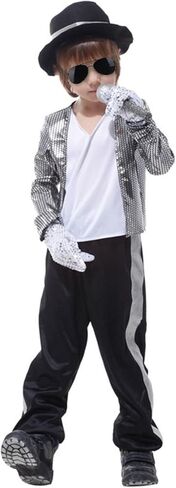 ACTLATI Kids Dance Star Costume Boys 80s 90s Pop Stage Halloween Cosplay Set for Hip Hop Disco Role Play Kits 4-9 Years in Saudi Arabia