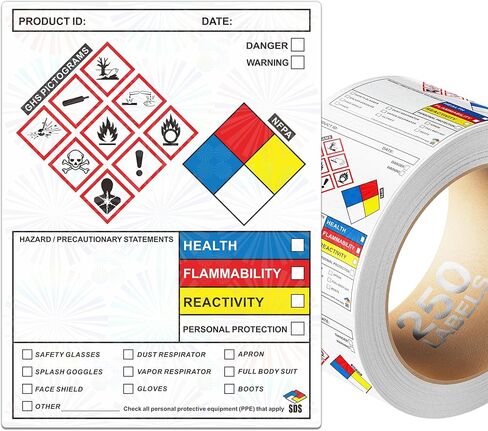 ملصقات Biohazard مقاس 3 × 3 بوصة - فضية عاكسة مع رمز Biohazard أحمر - لفة مكونة من 250 ملصقًا للاستخدام الطبي والصناعي والمزيد - ملصقات ملصقات تحذيرية من الخطر البيولوجي in Saudi Arabia