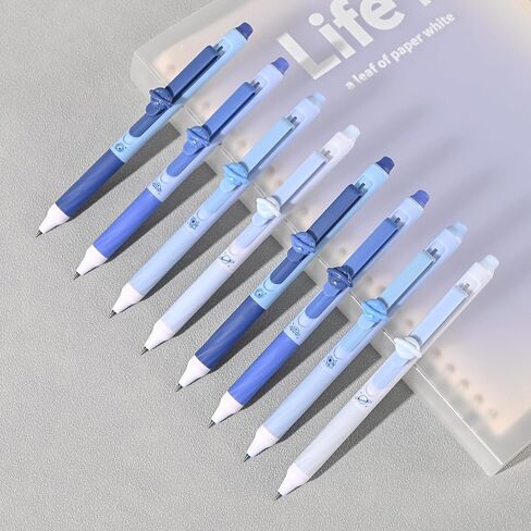 8 Pcs Cute Erasable Gel Pens with Erasers, 0.5 mm Fine Point Black & Blue Ink Pens, Smooth Writing Retractable Pen for Note Taking and Crossword Puzzles (Pink) in Saudi Arabia