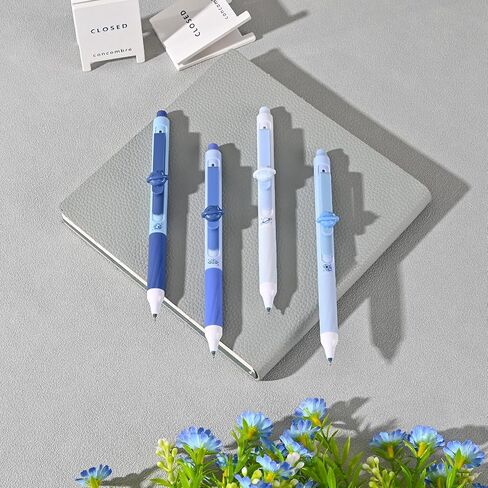 8 Pcs Cute Erasable Gel Pens with Erasers, 0.5 mm Fine Point Black & Blue Ink Pens, Smooth Writing Retractable Pen for Note Taking and Crossword Puzzles (Pink) in Saudi Arabia