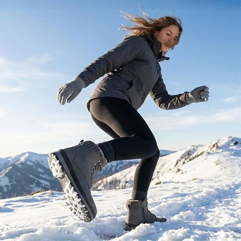 hash bubbie Women's White Combat Boots Black Platform Boots Non Slip Waterproof Ankle Boots Fall Winter Hiking Boots Fuzzy Snow Boots for women with Zipper in Kuwait