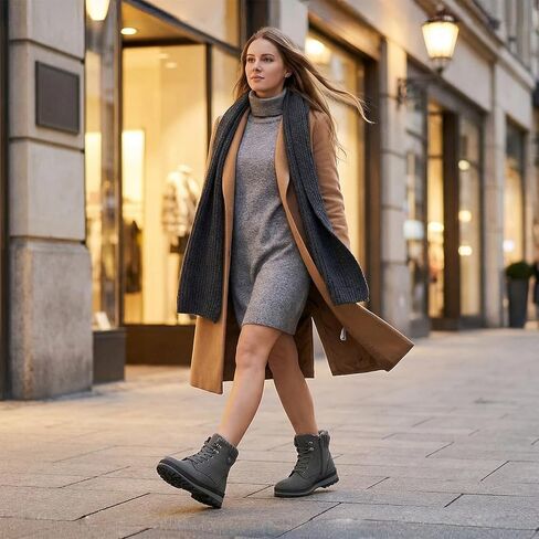 hash bubbie Women's White Combat Boots Black Platform Boots Non Slip Waterproof Ankle Boots Fall Winter Hiking Boots Fuzzy Snow Boots for women with Zipper in Kuwait