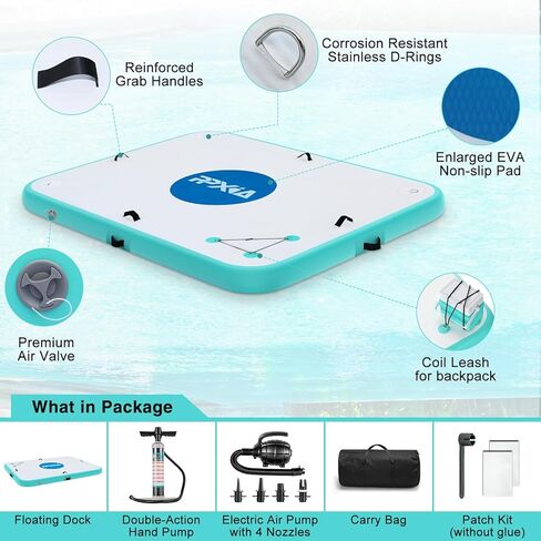حوض قابل للنفخ - أرصفة عائمة للبحيرات بطول 10 أقدام و6 أقدام و8 أقدام و5 أقدام، منصة نفخ جزيرة تطفو على الماء قابلة للنفخ للنهر وحمام السباحة والمحيط in Kuwait