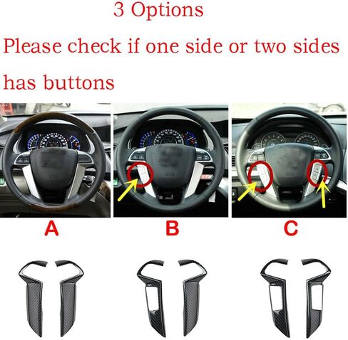 for 2008 2009 2010 2011 2012 Honda Accord Carbon Fiber Style ABS Interior Steering Wheel Trim Cover 2pcs/Set (A) in Saudi Arabia