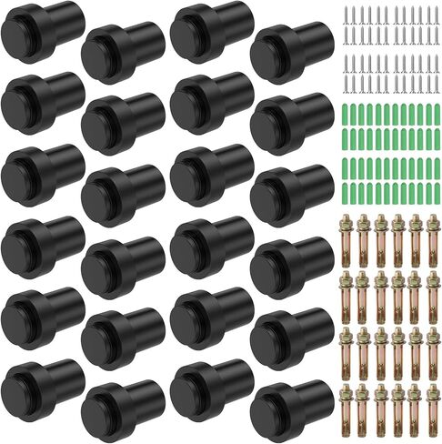 JUXILPP 24 Pcs Wall Protector Stainless Steel Cylindrical Door Stoppers with Rubber Rings Silent Floor Door Stops for Cabinets Furnishings in Saudi Arabia