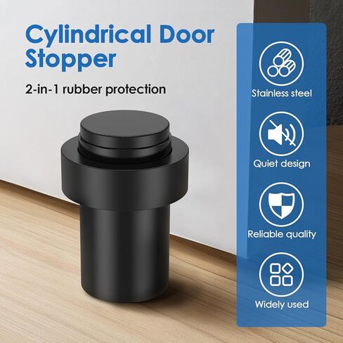 JUXILPP 24 Pcs Wall Protector Stainless Steel Cylindrical Door Stoppers with Rubber Rings Silent Floor Door Stops for Cabinets Furnishings in Saudi Arabia