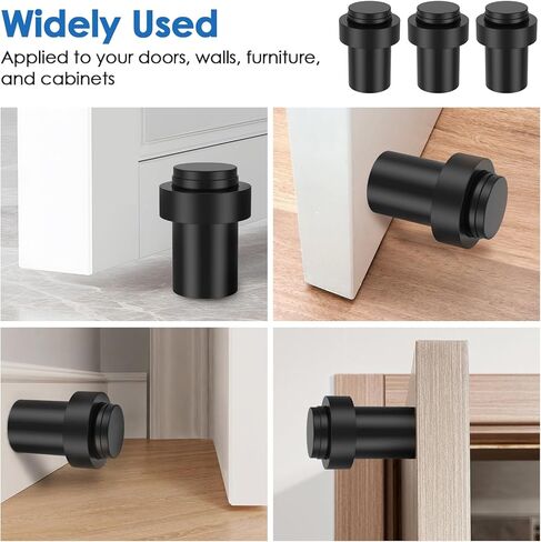JUXILPP 24 Pcs Wall Protector Stainless Steel Cylindrical Door Stoppers with Rubber Rings Silent Floor Door Stops for Cabinets Furnishings in Saudi Arabia