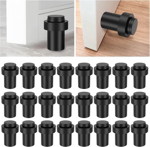 JUXILPP 24 Pcs Wall Protector Stainless Steel Cylindrical Door Stoppers with Rubber Rings Silent Floor Door Stops for Cabinets Furnishings in Saudi Arabia