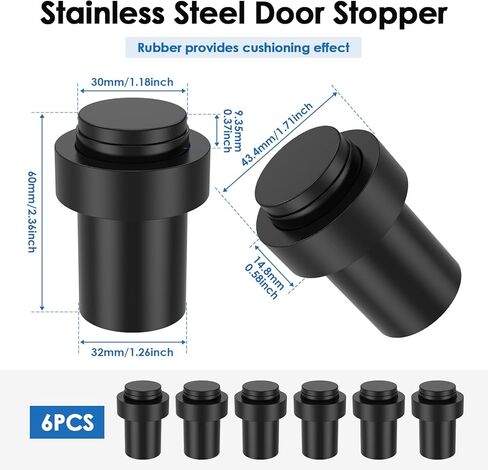 JUXILPP 24 قطعة واقي حائط من الفولاذ المقاوم للصدأ سدادات أبواب أسطوانية مع حلقات مطاطية توقف أبواب أرضية صامتة لأثاث الخزانات in Kuwait