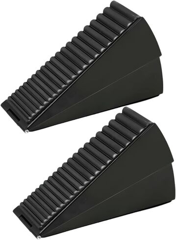 Extra Strong Grip Door Stopper - Heavy Duty Tall Metal Door Wedge with Spring Rubber Tip for Wood, Security & Office Doors (12, Silver) in Saudi Arabia