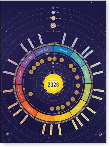 تقويم على مدار العام لعام 2026، تقويم جداري لتتبع وقت الخدش للأطفال والعائلات والفصول الدراسية، مساحة (مع العطلات) + إطار in Saudi Arabia