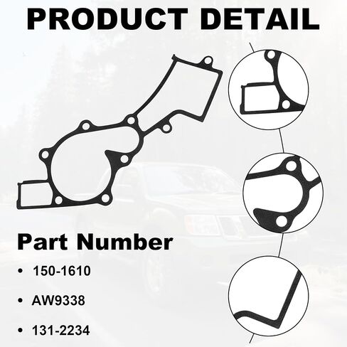 مضخة مياه محرك Partsflow AW9338 مع حشية متوافقة مع 1996-2004 Nissan Frontier 4WD 2WD Infiniti QX4 3.3L 150-1610/131-2234 in Saudi Arabia