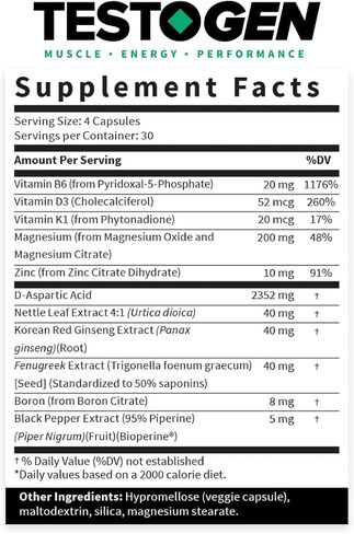 TestoGen Booster for Men - Natural Male Supplement to Combat Low Energy, Fight Fatigue, Support Weight Control & Boost Muscle Growth - 5-Month Supply in Saudi Arabia