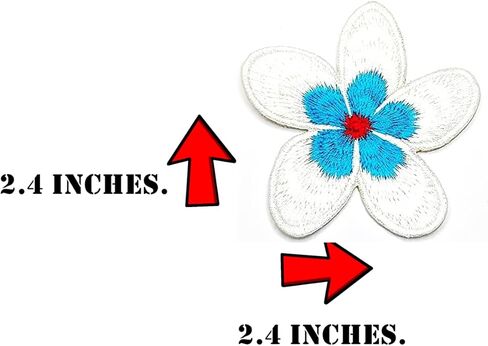 Set. Blue Aloha with Hibiscus Flower Patches Hawaii Cartoon Embroidered Iron On Sew On Patch Sewing Supplies Jacket Jeans Clothes Hats Decoration Stickers Embroidery (2 Pieces) in Saudi Arabia