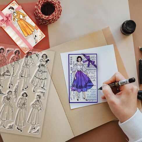 خمر المرأة واضح Stamps DIY بها بنفسك سكرابوكينغ الرجعية سيدة سيليكون واضح ختم الأختام 21x15 سنتيمتر شفافة Stamps لبطاقات صنع ألبوم صور مجلة ديكور المنزل in Saudi Arabia
