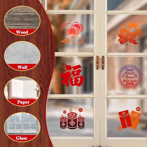 Konsait 24 PCS Chinese New Year Stencils for Painting on Wood, Reusable Lunar New Year Templates Stencils for Crafts Plastic Spray Paint Stencil for Drawing Fabric Wall Crafts 3'' x 3'' in Saudi Arabia