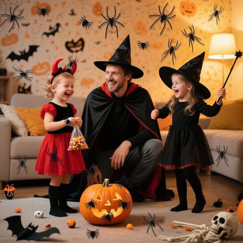 120 قطعة من العناكب البلاستيكية، 3 أحجام من العناكب المزيفة، عنكبوت واقعي أسود، ألعاب عنكبوت وهمية صغيرة، دعائم مزحة للهالوين للمنزل، لوازم تزيين حفلات الهالوين الداخلية in Kuwait