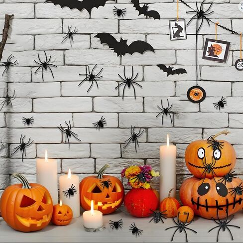 120 قطعة من العناكب البلاستيكية، 3 أحجام من العناكب المزيفة، عنكبوت واقعي أسود، ألعاب عنكبوت وهمية صغيرة، دعائم مزحة للهالوين للمنزل، لوازم تزيين حفلات الهالوين الداخلية in Kuwait