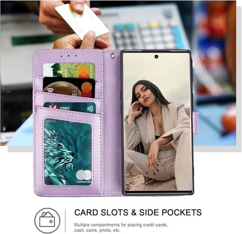 Wallet Case for Galaxy S24 Ultra, [RFID Blocking] 3 Card Holder Stand with Credit Card Slot PU Leather Magnetic Protective Flip Cover for Galaxy S24 Ultra (Blue) in Saudi Arabia