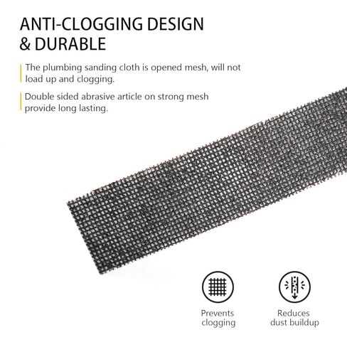 SCOTTCHEN Sanding Rolls/Plumbing Sanding Cloth 1-1/2" x 11yd (33 ft) / Plumber's Double Side Open Mesh/Aluminum Oxide Grit #60-1Roll in Kuwait