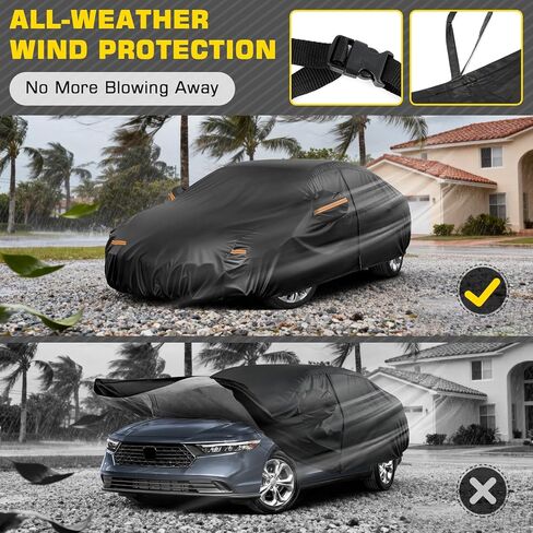 7 Layers Car Cover for Honda Accord 2001-2025, Heavy Duty Sedan Waterproof Car Cover with Zipper Door & Windproof Bands for Snow Rain Dust Hail Leaves Bird droppings All Weather Protection in Saudi Arabia