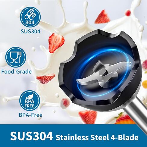 خلاط يدوي مقاوم للخدش بقوة 800 وات من لينك شيف، خلاط بمقبض مضاد للرذاذ مع شاشة LED تعمل باللمس، خلاط يدوي غمر مع مفرمة ودورق وخفق وحامل تخزين in Kuwait