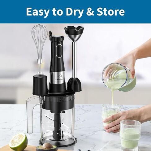 خلاط يدوي مقاوم للخدش بقوة 800 وات من لينك شيف، خلاط بمقبض مضاد للرذاذ مع شاشة LED تعمل باللمس، خلاط يدوي غمر مع مفرمة ودورق وخفق وحامل تخزين in Kuwait