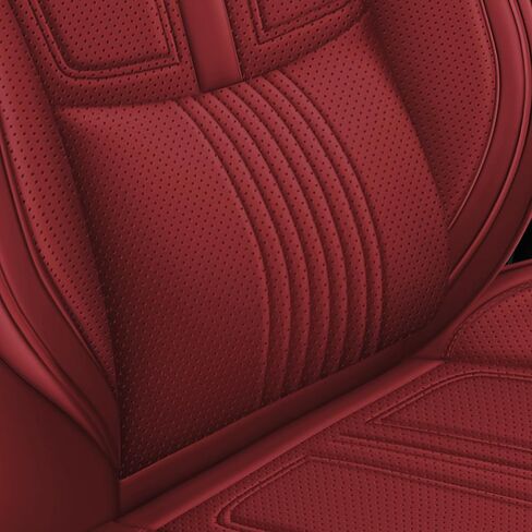 otoez Car Seat Covers Full Set, 5 Seats Nappa Leather Seat Cover for Car Seden SUV Truck, Waterproof Automotive Seat Cover Full Coverage Front and Rear Seat Protector, Red in Kuwait