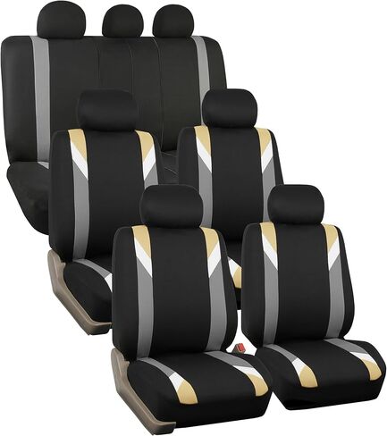 FH Group Car Seat Covers Three Row Set Blue Premium Modernistic, Airbag and Split Rear Car Seat Cover Universal Fit Interior Accessories for Cars Trucks and SUV Car Accessories Automotive Seat Covers in Saudi Arabia