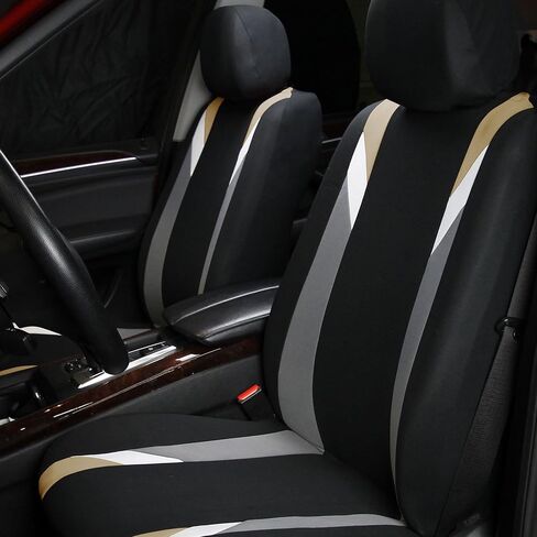 FH Group Car Seat Covers Three Row Set Blue Premium Modernistic, Airbag and Split Rear Car Seat Cover Universal Fit Interior Accessories for Cars Trucks and SUV Car Accessories Automotive Seat Covers in Saudi Arabia