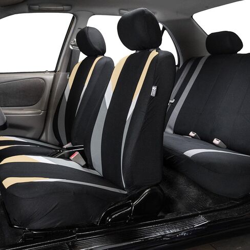 FH Group Car Seat Covers Three Row Set Blue Premium Modernistic, Airbag and Split Rear Car Seat Cover Universal Fit Interior Accessories for Cars Trucks and SUV Car Accessories Automotive Seat Covers in Saudi Arabia