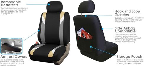 FH Group Car Seat Covers Three Row Set Blue Premium Modernistic, Airbag and Split Rear Car Seat Cover Universal Fit Interior Accessories for Cars Trucks and SUV Car Accessories Automotive Seat Covers in Saudi Arabia