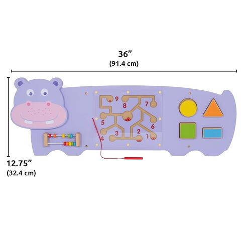 SPARK & WOW Hippo Activity Wall Panel - Ages 18m+ - Montessori Sensory Wall Toy - 3 Activities - Busy Board - Toddler Room Décor in Kuwait