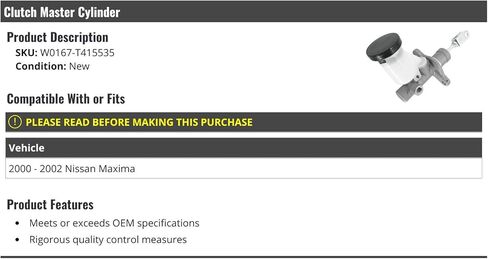 Clutch Master Cylinder - Compatible with 2000-2002 Nissan Maxima in Saudi Arabia