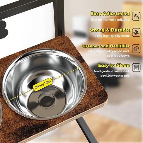 ADENGL 9 Height Adjustable Dog Bowl Stand with Two 1.7L Stainless Steel, Slow Feeder Bowls and Nonslip Pad, Perfect for Medium and Large Dogs in Kuwait