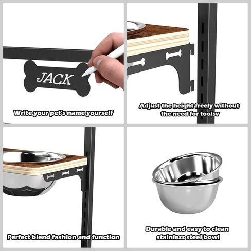 ADENGL 9 Height Adjustable Dog Bowl Stand with Two 1.7L Stainless Steel, Slow Feeder Bowls and Nonslip Pad, Perfect for Medium and Large Dogs in Kuwait