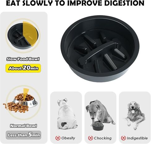 ADENGL 9 Height Adjustable Dog Bowl Stand with Two 1.7L Stainless Steel, Slow Feeder Bowls and Nonslip Pad, Perfect for Medium and Large Dogs in Kuwait