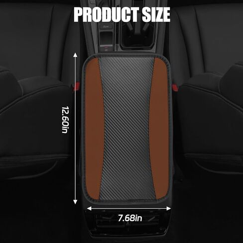 Hovom Car Center Console Cover, 12.72"×7.15" Leather Armrest Cover for Cars, Stylish Auto Armrest Cushion Pad, Anti-Scratch Vehicle Arm Rest Protector, Universal Interior Car Accessories (Coffee) in Saudi Arabia