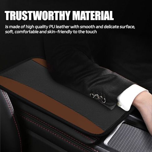 Hovom Car Center Console Cover, 12.72"×7.15" Leather Armrest Cover for Cars, Stylish Auto Armrest Cushion Pad, Anti-Scratch Vehicle Arm Rest Protector, Universal Interior Car Accessories (Coffee) in Saudi Arabia