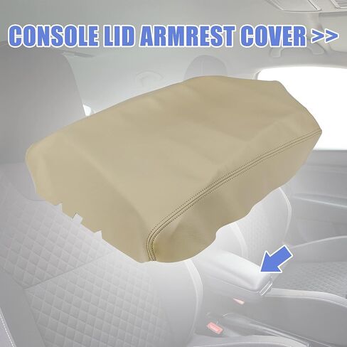 X AUTOHAUX Car Center Console Lid Armrest Seat Box Cover Protector Replacement Microfiber Leather for Nissan Titan 2004-2014 Beige in Saudi Arabia