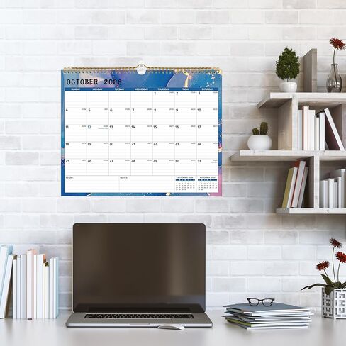 Wall Calendar 2026-2027 – 2 Year Calendar 2026-2027, Jan 2026 – Dec 2027, 14.57 x 11.42 In, 2026 Calendar 24 Months, Monthly Calendar 2026, with Ruled Blocks, Thick Paper, Holidays, To-do List ＆ Notes in Saudi Arabia
