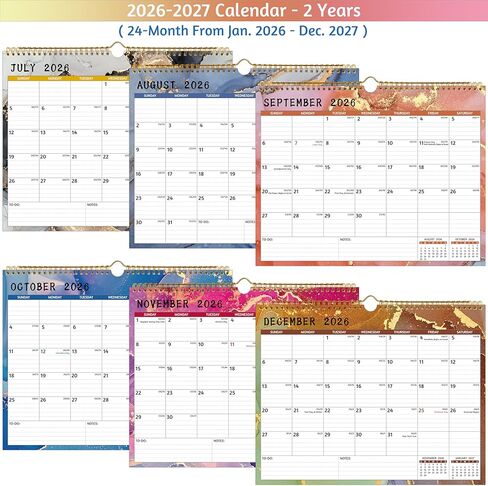 Wall Calendar 2026-2027 – 2 Year Calendar 2026-2027, Jan 2026 – Dec 2027, 14.57 x 11.42 In, 2026 Calendar 24 Months, Monthly Calendar 2026, with Ruled Blocks, Thick Paper, Holidays, To-do List ＆ Notes in Saudi Arabia