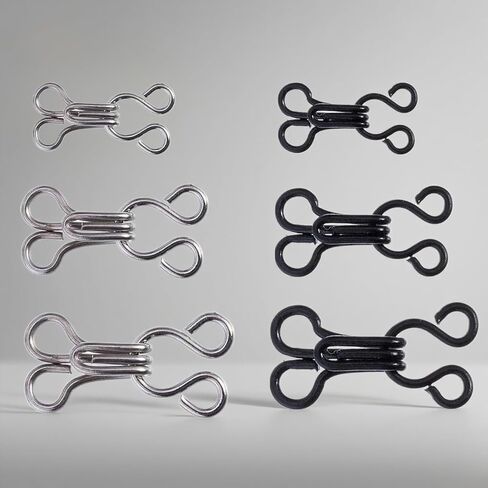 60-Piece Bra Buckles - Multi-Size Closure Kit for Bras, Clothing and Skirts in Black & Silver in Saudi Arabia